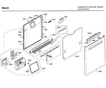 Door Diagram and Parts List for SHP65T56UC 09 Bosch Dishwasher