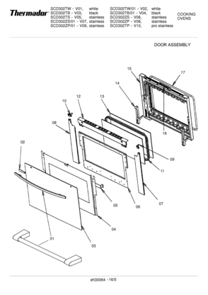 06 - DOOR ASSEMBLY Diagram and Parts List for SCD302ZS  Bosch Range