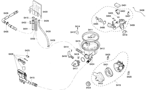 Pump Assy Diagram and Parts List for SHX43P16UC 53 Bosch Dishwasher