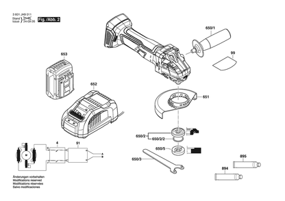 Section 2 Diagram and Parts List for 3601JH9011  Bosch Angle Grinder