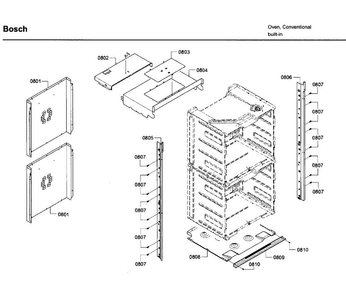 Frame Asy Diagram and Parts List for HBN5651UC 03 Bosch Wall Oven