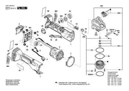 Part Location Diagram of 160111C3XR Bosch Tool WARNING LABEL