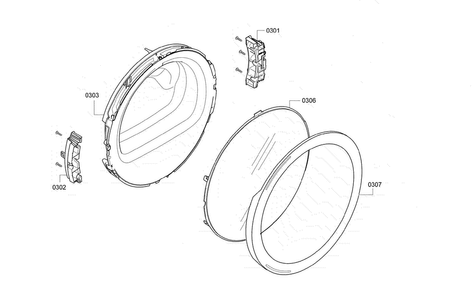 Door Assy Diagram and Parts List for WTB86202UC 01 Bosch Dryer