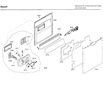 Door Diagram and Parts List for SHE99C05UC 19 Bosch Dishwasher