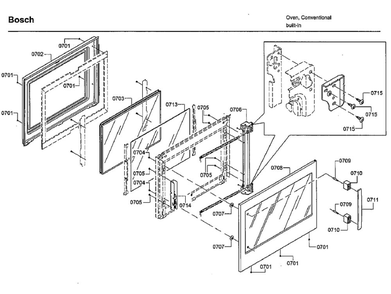 Door 2 Diagram and Parts List for HBLP651RUC 02 Bosch Wall Oven