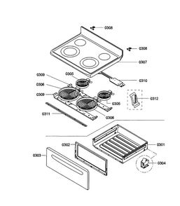 Drawer/top Assy Diagram and Parts List for HES3023U 03 Bosch Range