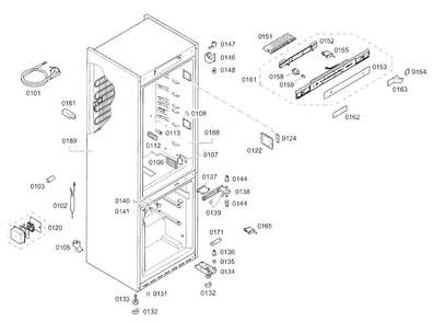 Cabinet Diagram and Parts List for B10CB80NVB 01 Bosch Refrigerator