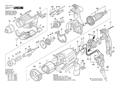 Section 1 Diagram and Parts List for GSB20-2 3601A7B431 Bosch Hammer Drill
