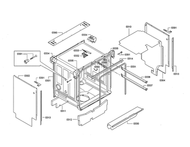 Tub Diagram and Parts List for DWHD640JFP 98 Thermador Dishwasher