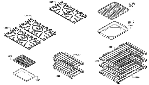 Racks/shelfs Diagram and Parts List for PRD486EDPG 01 Thermador Range