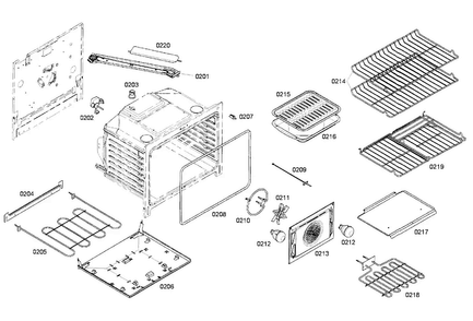 Cavity & Shelf Assy Diagram and Parts List for HEI7052U 03 Bosch Range