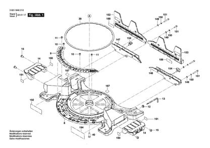 Figure 2 Diagram and Parts List for 3601M46210 GCM18V-12SDN Bosch Miter Saw