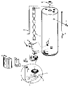 Replacement Parts Diagram and Parts List for 153334701  Kenmore Water Heater