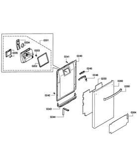 Door Assy Diagram and Parts List for SPX5ES55UC 04 Bosch Dishwasher