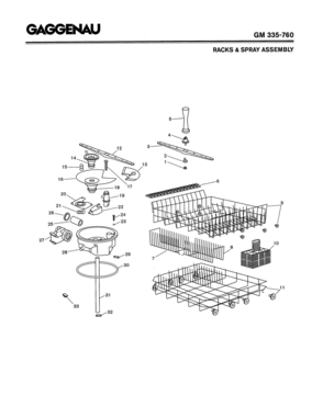 04 - RACKS & SPRAY ASSEMBLY Diagram and Parts List for GM335-760  Bosch 