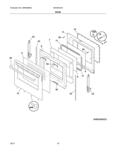 Door Diagram and Parts List for HES3053U5  Bosch Range