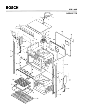 01 - BODY, UPPER Diagram and Parts List for HBL665  Bosch Range