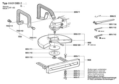 Section 2 Diagram and Parts List for 13332 0601333239 Bosch Angle Grinder