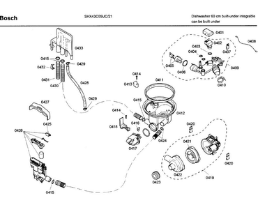 Pump Diagram and Parts List for SHX43C05UC 21 Bosch Dishwasher