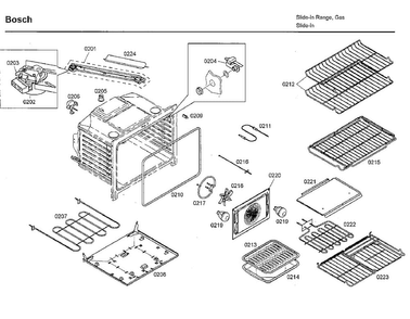 Cavity Diagram and Parts List for HDI7032U 03 Bosch Range