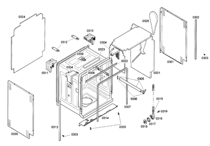 Cabinet Diagram and Parts List for DWHD94EP 50 Thermador Dishwasher