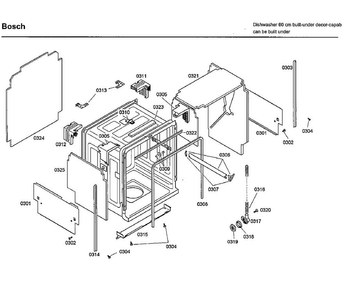 Tub Diagram and Parts List for SHE66C02UC 36 Bosch Dishwasher
