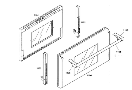 Large Oven Door Diagram and Parts List for PD484GED01  Thermador Range