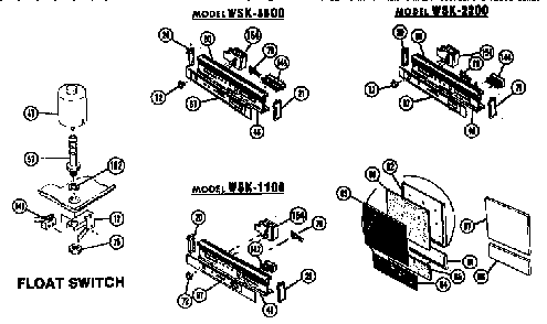 Control Panel/float Switch Diagram and Parts List for WSK-1100  Thermador Dishwasher
