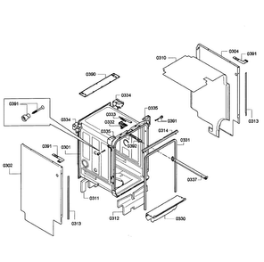 Cabinet Diagram and Parts List for SPX5ES55UC 04 Bosch Dishwasher