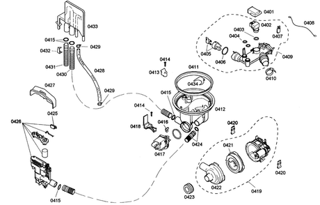 Pump Diagram and Parts List for SHE42L16UC 38 Bosch Dishwasher