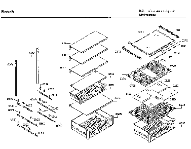 Shelfs Diagram and Parts List for B30IR800SP 02 Bosch Refrigerator