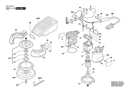 Section 1 Diagram and Parts List for 0601295039  Bosch Orbital or Palm Sander