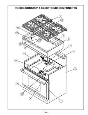 04 - COOKTOP & ELECTRONIC COMPONENTS Diagram and Parts List for PGR304ZS  Bosch Range