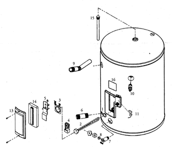 Water Heater Diagram and Parts List for 153316330  Kenmore Water Heater