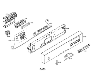 Fascia Panel/control Unit Diagram and Parts List for SHE47C06UC 21 Bosch Dishwasher