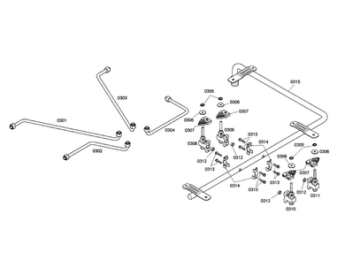 Valves/manifold Diagram and Parts List for SGS304FS 01 Thermador Cooktop