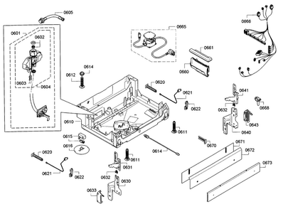 Base Diagram and Parts List for SGV68U53UC A5 Bosch Dishwasher