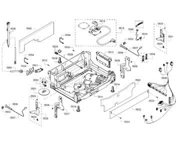 Base Section Diagram and Parts List for SHP65T52UC 07 Bosch Dishwasher