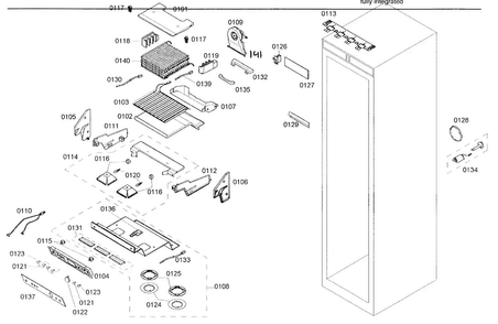Cabinet Assy Diagram and Parts List for B24ID80NLP 01 Bosch Freezer