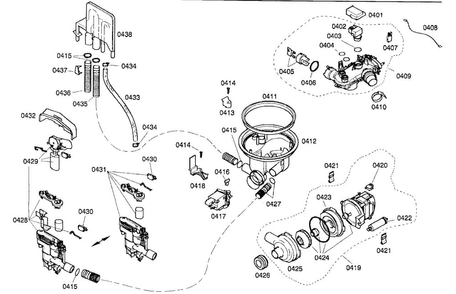 Pump Assy Diagram and Parts List for SHX99A15UC 19 Bosch Dishwasher