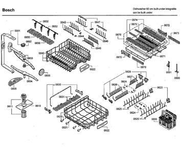 Rack Asy Diagram and Parts List for SHX9PT75UC 74 Bosch Dishwasher