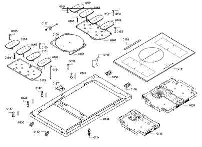 Cooktop Assy Diagram and Parts List for NITP666SUC 01 Bosch Cooktop
