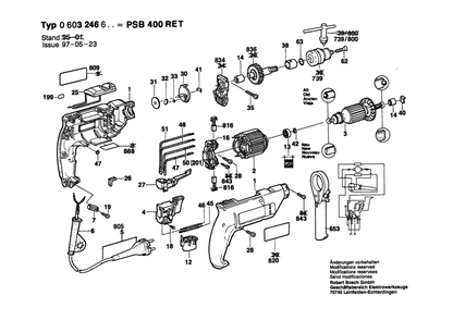Section 1 Diagram and Parts List for PSB420RET 0603246650 Bosch Hammer Drill