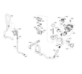 Pump & Pipe Assy Diagram and Parts List for SHE3AR55UC 18 Bosch Dishwasher