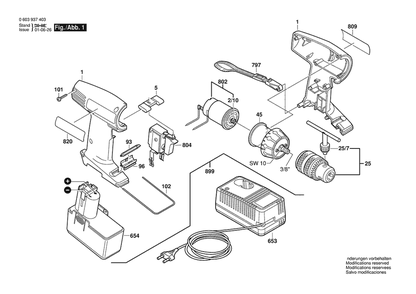 Section 1 Diagram and Parts List for 0603937420  Bosch Screwdriver