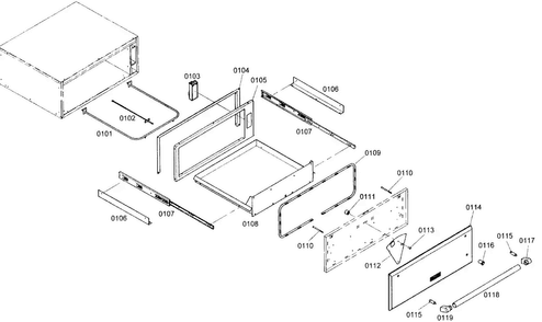 Cabinet Parts Diagram and Parts List for WD30EP 01 Thermador Warming Drawer
