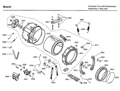Tub Diagram and Parts List for WFMC4301UC 03 Bosch Washer