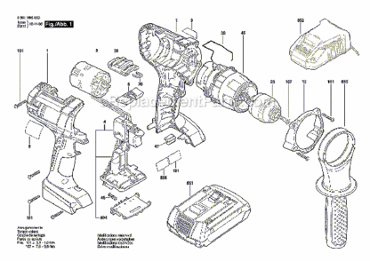 Page A Diagram and Parts List for DDH181  Bosch Cordless Drill