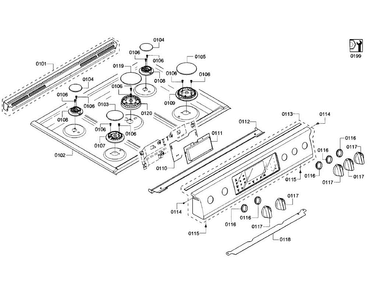 Cooktop Asy Diagram and Parts List for HGIP054UC 02 Bosch Range