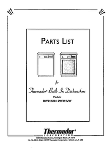Cover Diagram and Parts List for DW244UW  Thermador Dishwasher